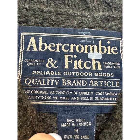 vintage Abercrombie & Fitch Wool Sweater M Brown Yellow Nordic Pattern Made In C - Picture 5 of 6